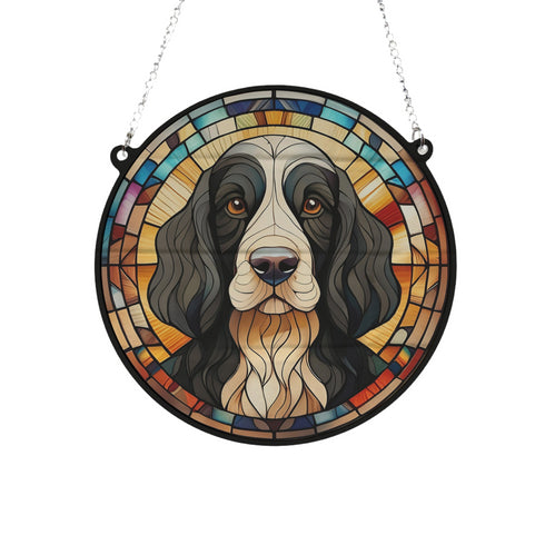 Cocker Spaniel Black & White Stained Glass Effect Suncatcher